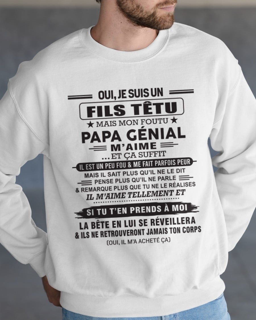 Oui, je suis un garçon têtu – T-shirt | Cadeau d’anniversaire de papa pour son fils - LUNA00 / fr00 (SKU12-260-00)