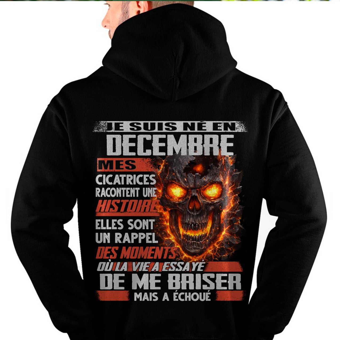 Je Suis Né en Décembre – Mes Cicatrices Racontent Une Histoire | T-Shirt Homme Fort - LUNA12 (SKU26T-01175-12)