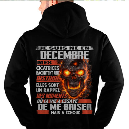 Je Suis Né en Décembre – Mes Cicatrices Racontent Une Histoire | T-Shirt Homme Fort - LUNA12 (SKU26T-01175-12)