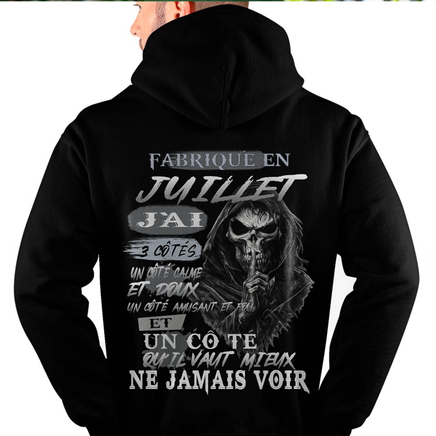 Fabriqué en Juillet – J’ai 3 Côtés | T-Shirt Homme Caractère Fort - LUNA07 (SKU26T-01174-07)