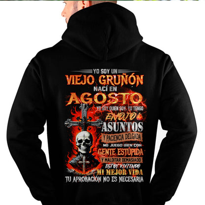 Agosto - Viejo Gruñón - Camiseta Divertida de Calavera con Problemas de Ira - Regalo Perfecto Para Ti - LUNA08 (SKU26T-01203-08)