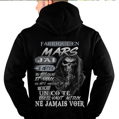 Fabriqué en Mars – J’ai 3 Côtés | T-Shirt Homme Caractère Fort - LUNA03 (SKU26T-01174-03)