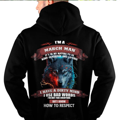 MARCH - KNOW HOW TO RESPECT - BIRTHDAY T-SHIRT FOR MEN - LUNA03 (SKU12-162-03)