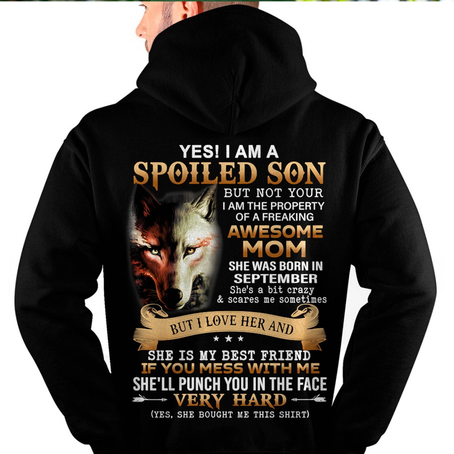 September - Lucky Son of Awesome Mom - Perfect Gift for Son From Mom - LUNA09 (SKU10-128-09)