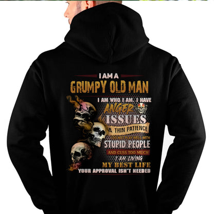 Grumpy Old Man T-Shirt - Funny Skull Anger Issues Tee - Perfect Gift For Men LUNA00 (SKU08-67-00)