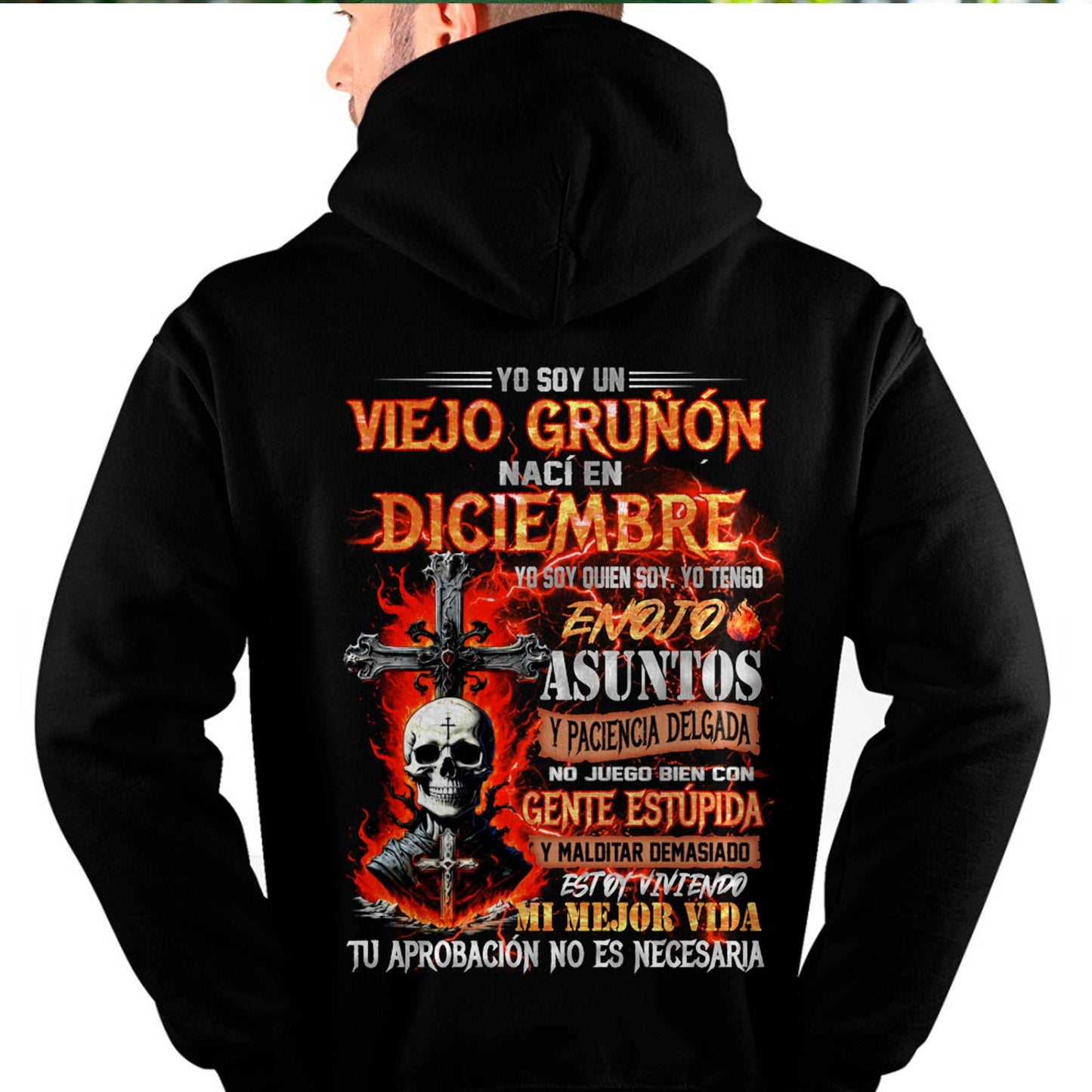 Diciembre - Viejo Gruñón - Camiseta Divertida de Calavera con Problemas de Ira - Regalo Perfecto Para Ti - LUNA12 (SKU26T-01203-12)