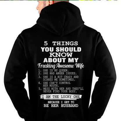 5 THINGS YOU SHOULD KNOW ABOUT MY FREAKING AWESOME WIFE - PERFECT GIFT FOR YOUR HUSBAND, BOYFRIEND - LUNA00 (SKU12-299)
