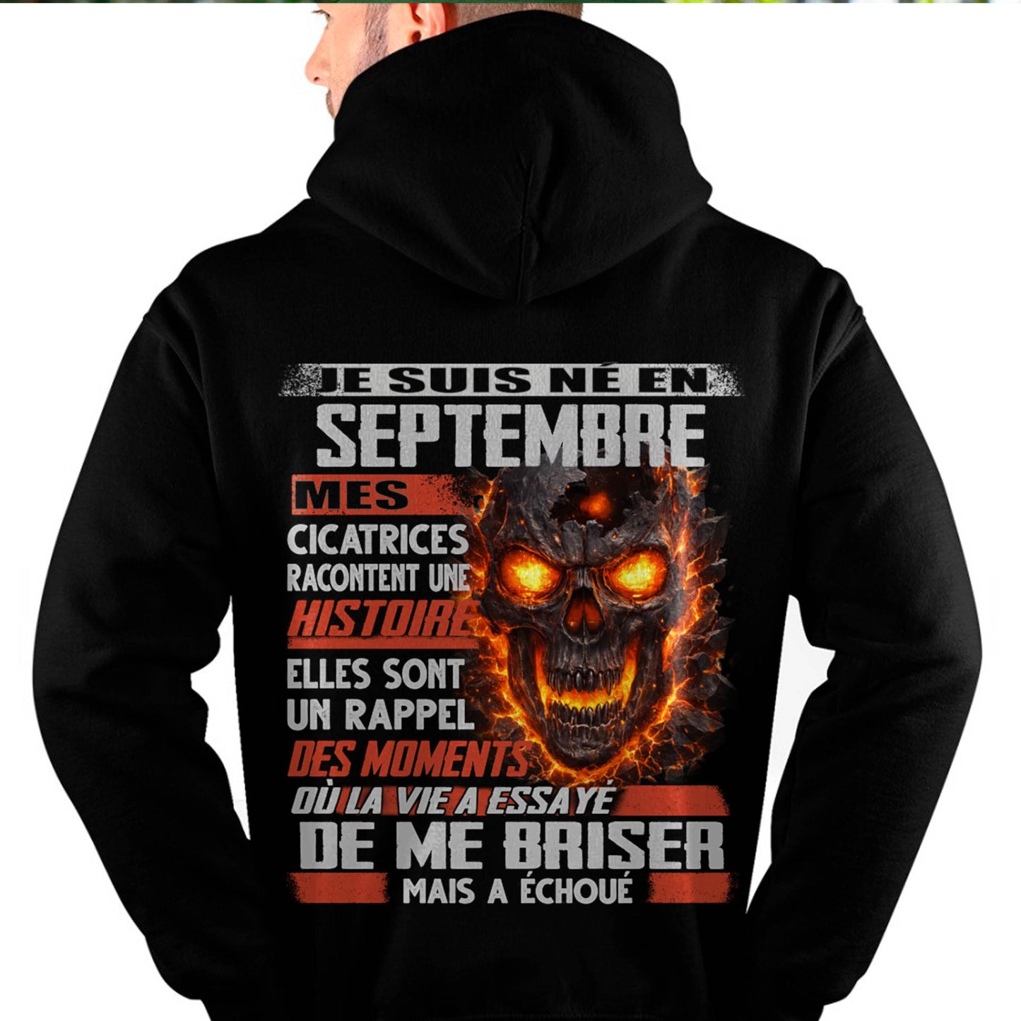 Je Suis Né en Septembre – Mes Cicatrices Racontent Une Histoire | T-Shirt Homme Fort - LUNA09 (SKU26T-01175-09)