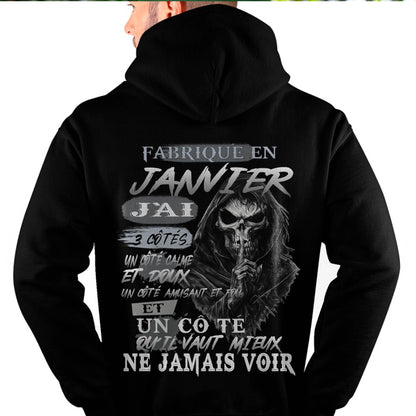 Fabriqué en Janvier – J’ai 3 Côtés | T-Shirt Homme Caractère Fort - LUNA01 (SKU26T-01174-01)