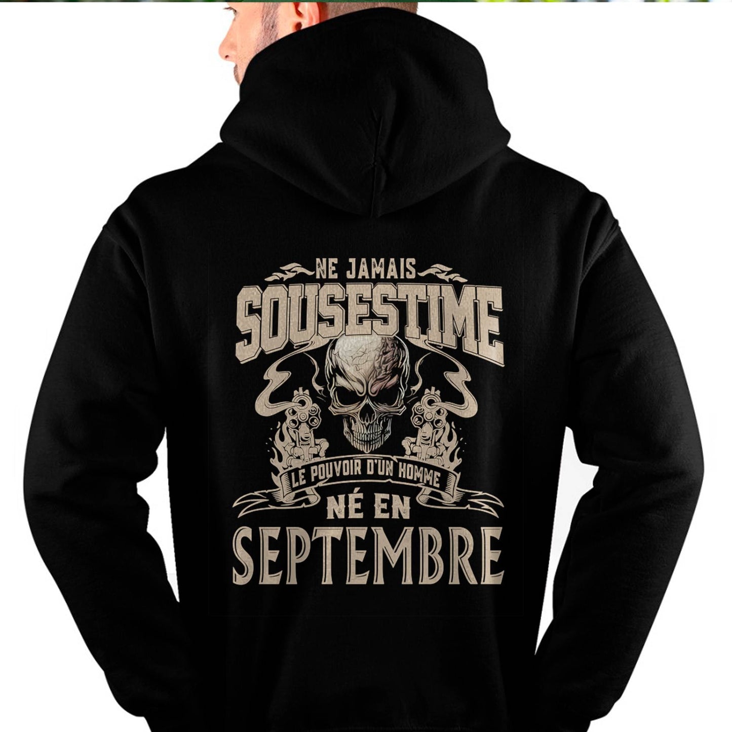 Ne Jamais Sous-estimer le Pouvoir d’un Homme Né en Septembre – T-Shirt Homme Crâne Rebelle - LUNA09 (SKU26T-01159-09)