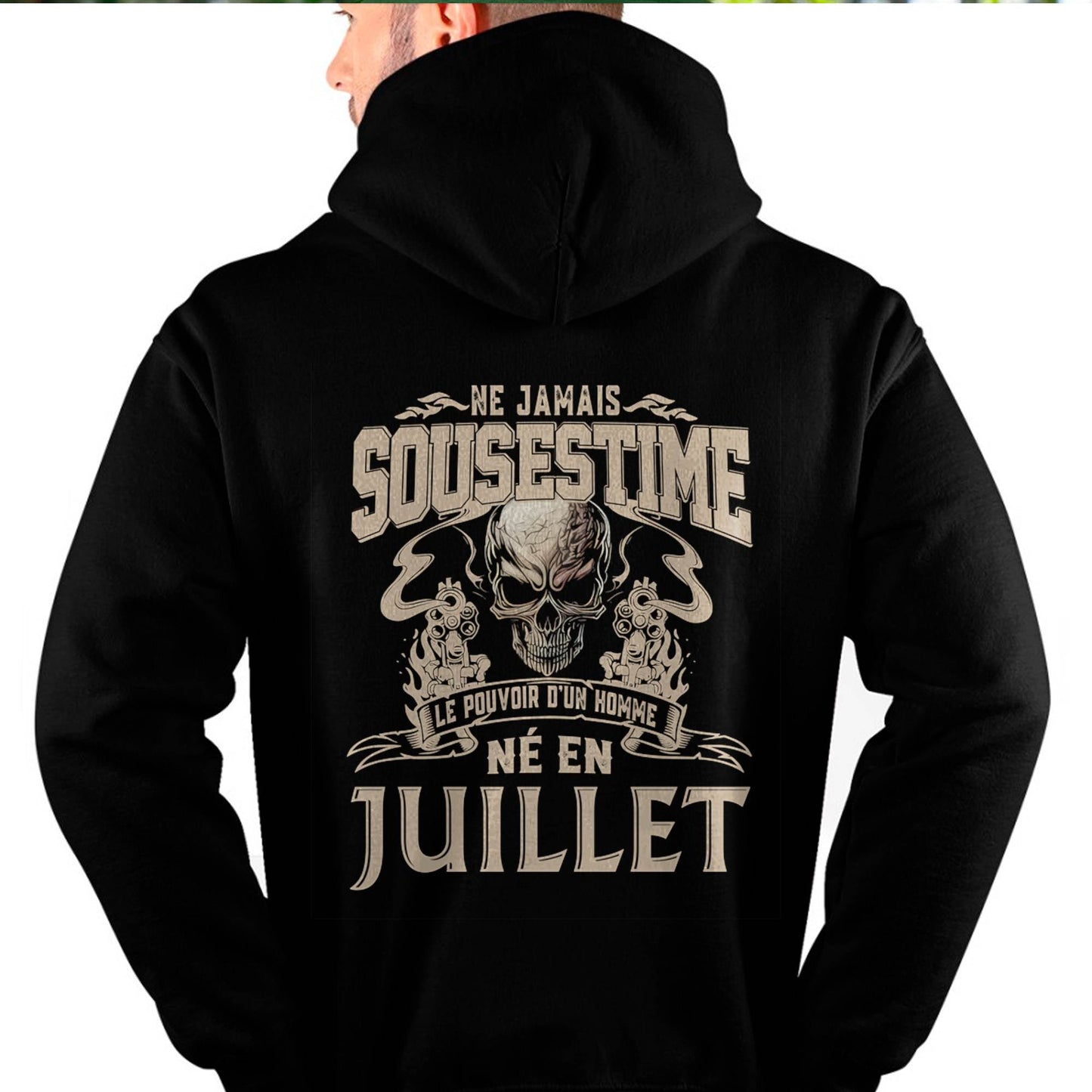 Ne Jamais Sous-estimer le Pouvoir d’un Homme Né en Juillet – T-Shirt Homme Crâne Rebelle - LUNA07 (SKU26T-01159-07)