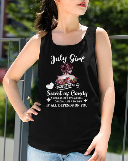July Girl T-Shirt – Sweet As Candy, Cold As Ice - Birthday Gift for Women - LUNA07 (SKU26T-01-38-07)
