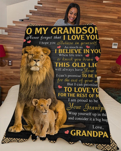 BLANKET FOR GRANDSON – COMFORT & WARMTH GIFT FROM GRANDPA  Sherpa Fleece Quilt Blanket LUNA00 (SKUB09-113)