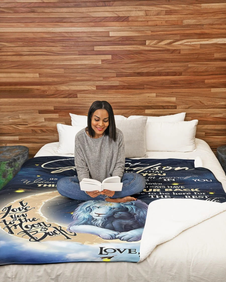 BLANKET FOR GRANDSON – COMFORT & WARMTH GIFT FROM GRANDMA  Sherpa Fleece Quilt Blanket LUNA00 (SKU-CHAU-B19)