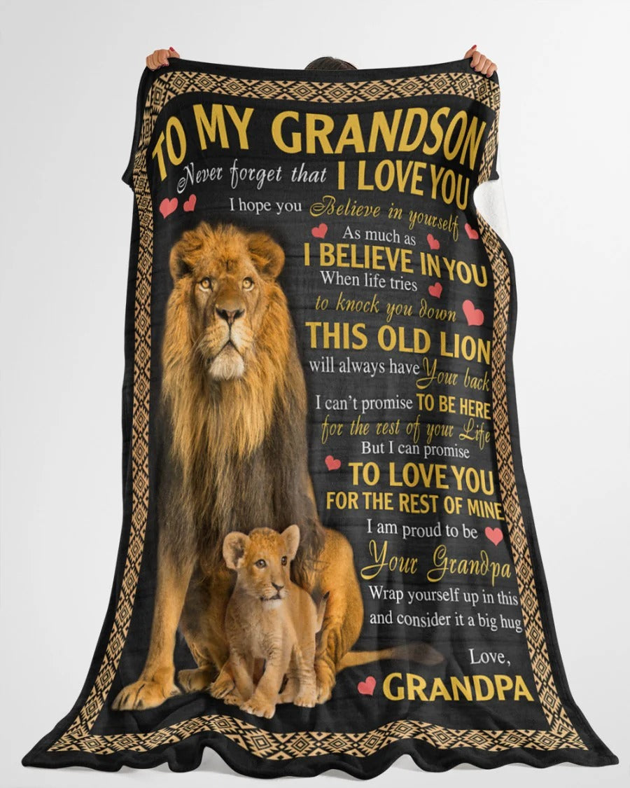BLANKET FOR GRANDSON – COMFORT & WARMTH GIFT FROM GRANDPA  Sherpa Fleece Quilt Blanket LUNA00 (SKUB09-113)