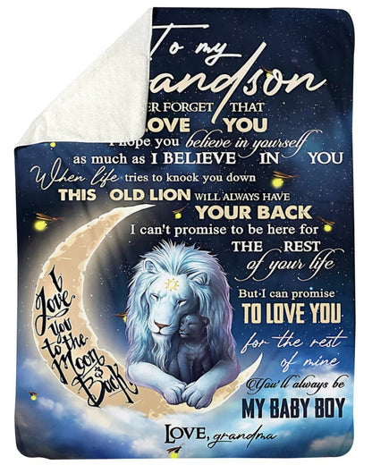 BLANKET FOR GRANDSON – COMFORT & WARMTH GIFT FROM GRANDMA  Sherpa Fleece Quilt Blanket LUNA00 (SKU-CHAU-B19)