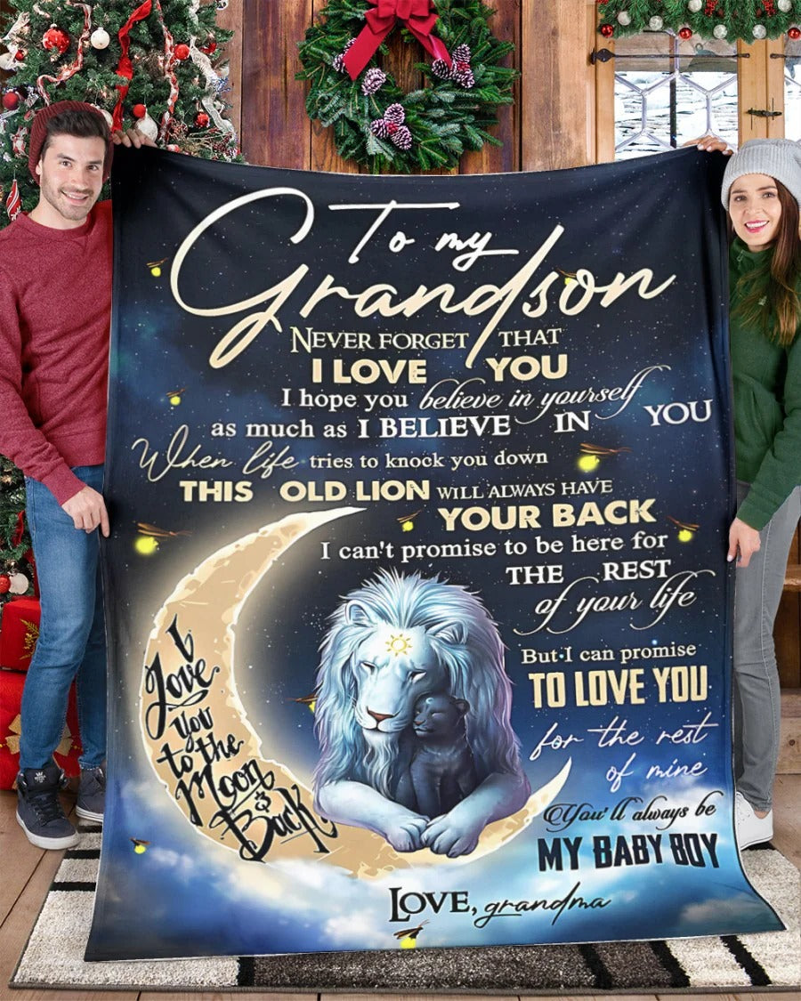 BLANKET FOR GRANDSON – COMFORT & WARMTH GIFT FROM GRANDMA  Sherpa Fleece Quilt Blanket LUNA00 (SKU-CHAU-B19)