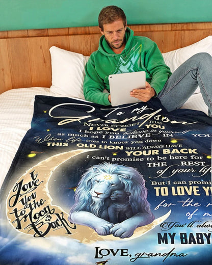 BLANKET FOR GRANDSON – COMFORT & WARMTH GIFT FROM GRANDMA  Sherpa Fleece Quilt Blanket LUNA00 (SKU-CHAU-B19)