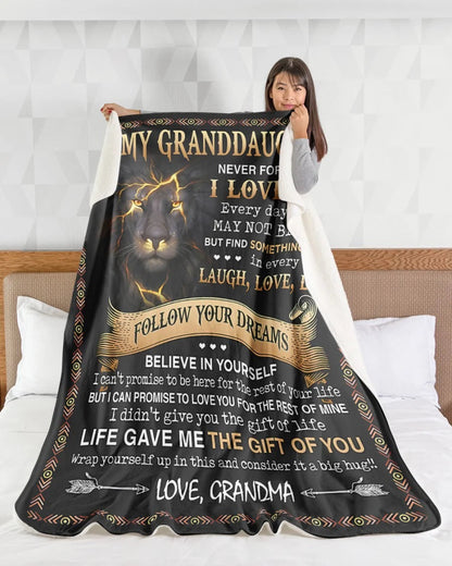 BLANKET FOR GRANDDAUGHTER – COMFORT & WARMTH GIFT FROM GRANDMA  Sherpa Fleece Quilt Blanket LUNA00 (SKUB09-41)