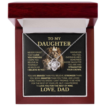 TO MY DAUGHTER FROM DAD "Love You For The Rest Of Mine" - Premium Love Knot Necklace