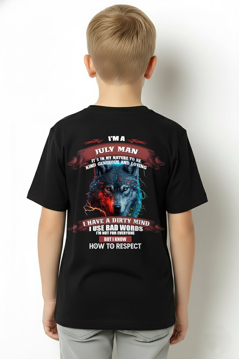 JULY - KNOW HOW TO RESPECT - BIRTHDAY T-SHIRT FOR MEN - LUNA07 / male (SKU12-162-07)