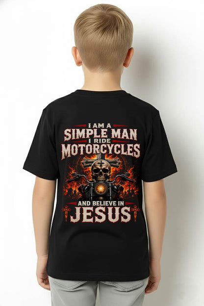 I AM A SIMPLE MAN, BIKER I RIDE MOTORCYCLES AND BELIEVE IN JESUS GOD IS MY GUIDE1 - SHIRT FOR MEN - LUNA00 (SKU2608-214)