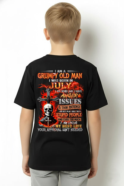 JULY - GRUMPY OLD MAN T-SHIRT - FUNNY SKULL ANGER ISSUES TEE - PERFECT GIFT FOR MEN LUNA07 / male (SKU12-319-07)