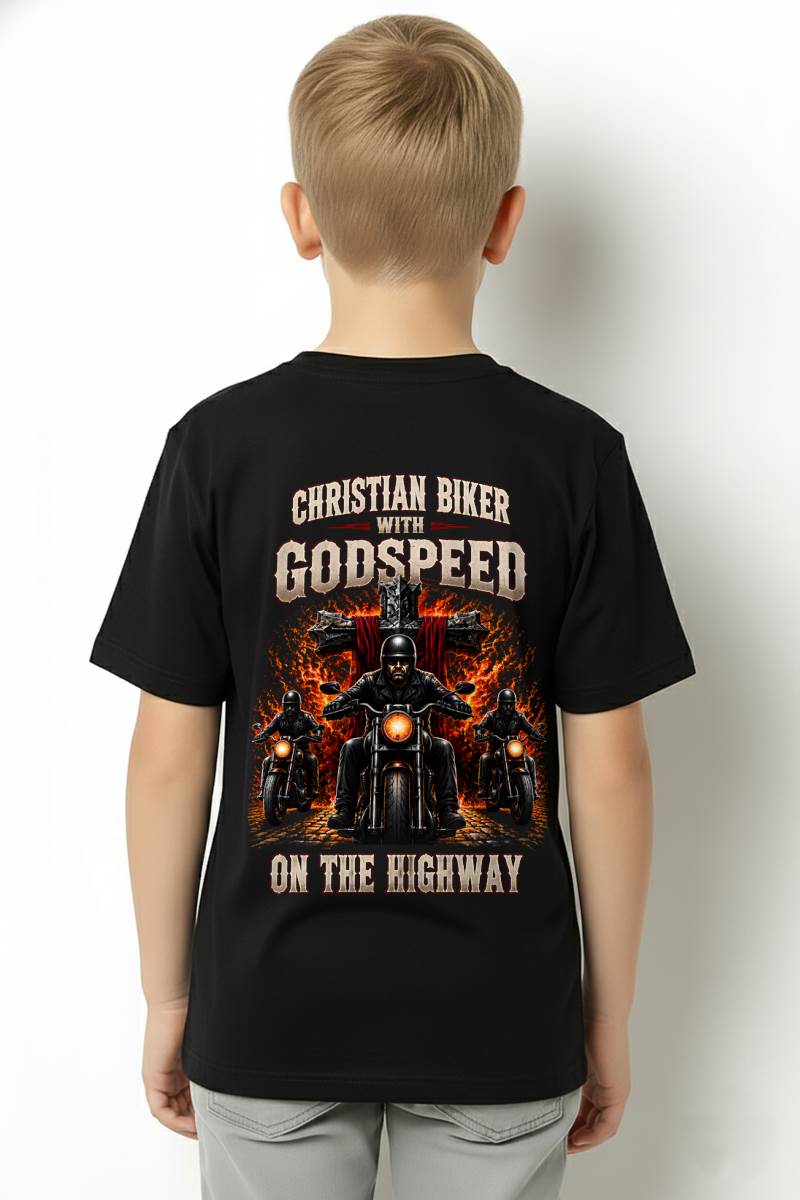 CHRISTIAN BIKER WITH GODSPEED ON THE HIGHWAY - SHIRT FOR MEN - LUNA00 (SKU2608-498)