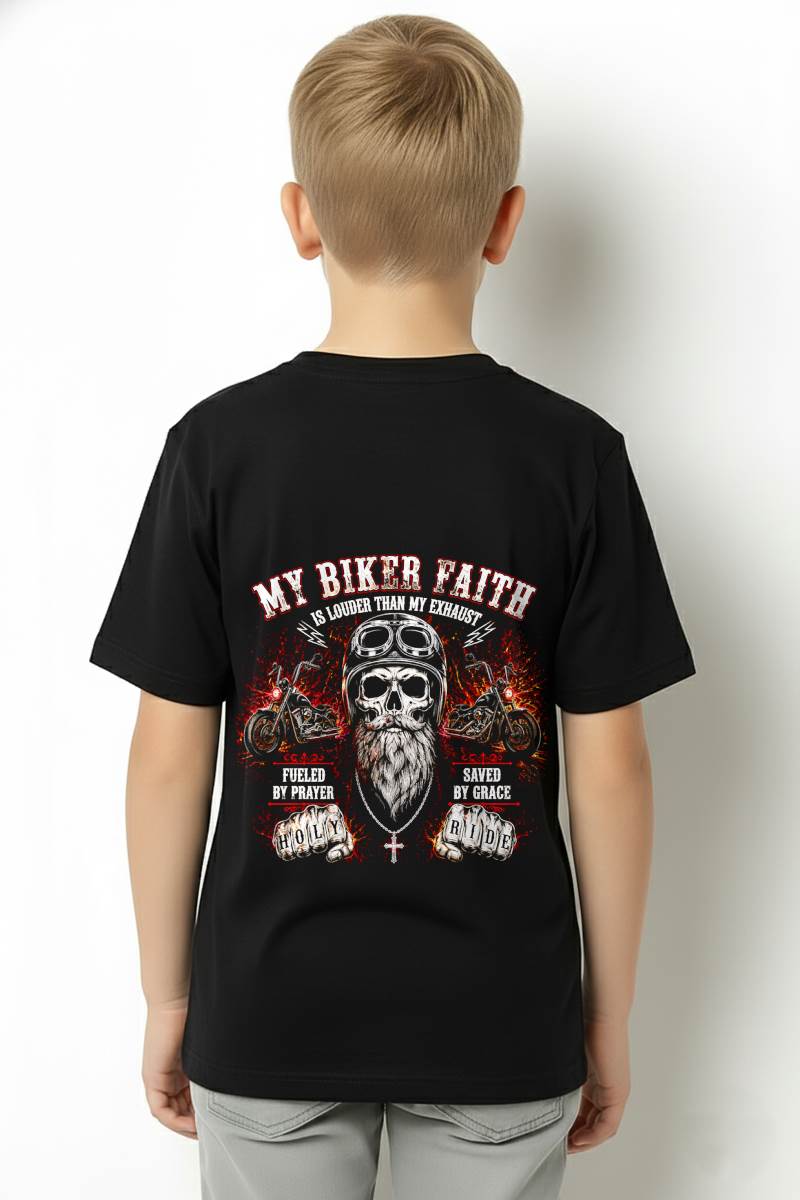 MY BIKER FAITH RIDE WITH GOD SAVED BY GRACE - SHIRT FOR MEN - LUNA00 (SKU2608-317)