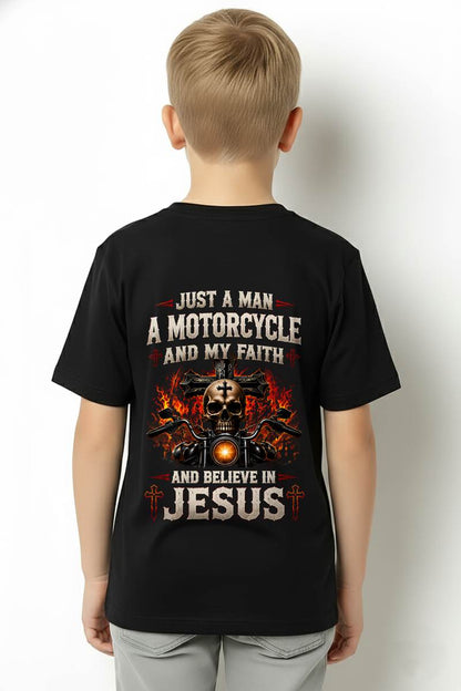JUST A MAN A MOTORCYCLE AND MY FAITH IN JESUS - SHIRT FOR MEN - LUNA00 (SKU2608-526)