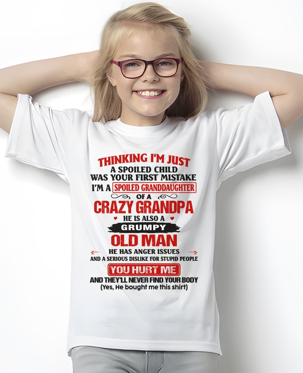 Spoiled Granddaughter of a Crazy Grandpa Shirt – Birthday Gift from Grandpa / Man - LUNA00 (SKU12-200-00)