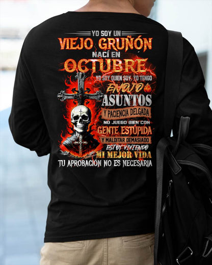 Octubre - Viejo Gruñón - Camiseta Divertida de Calavera con Problemas de Ira - Regalo Perfecto Para Ti - LUNA10 (SKU26T-01203-10)