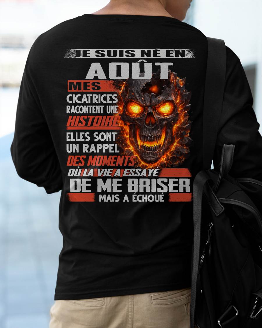 Je Suis Né en Août – Mes Cicatrices Racontent Une Histoire | T-Shirt Homme Fort - LUNA08 (SKU26T-01175-08)