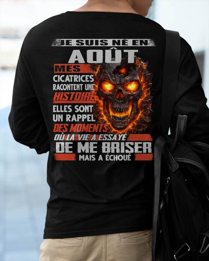 Je Suis Né en Août – Mes Cicatrices Racontent Une Histoire | T-Shirt Homme Fort - LUNA08 (SKU26T-01175-08)
