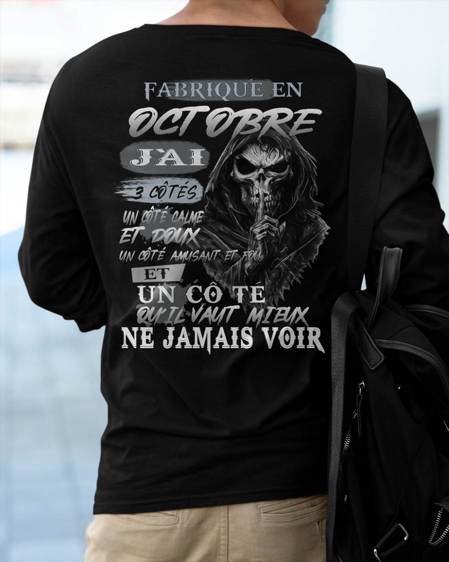 Fabriqué en Octobre – J’ai 3 Côtés | T-Shirt Homme Caractère Fort - LUNA10 (SKU26T-01174-10)