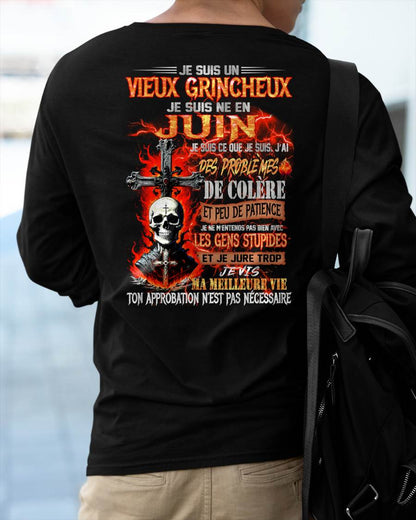 Je Suis Un Vieux Grincheux Né en Juin – T-Shirt Homme Fort Caractère - LUNA06 (SKU26T-01141-06)