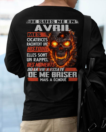 Je Suis Né en Avril – Mes Cicatrices Racontent Une Histoire | T-Shirt Homme Fort - LUNA04 (SKU26T-01175-04)