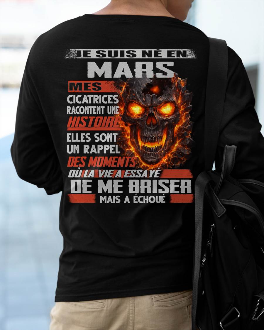 Je Suis Né en Mars – Mes Cicatrices Racontent Une Histoire | T-Shirt Homme Fort - LUNA03 (SKU26T-01175-03)