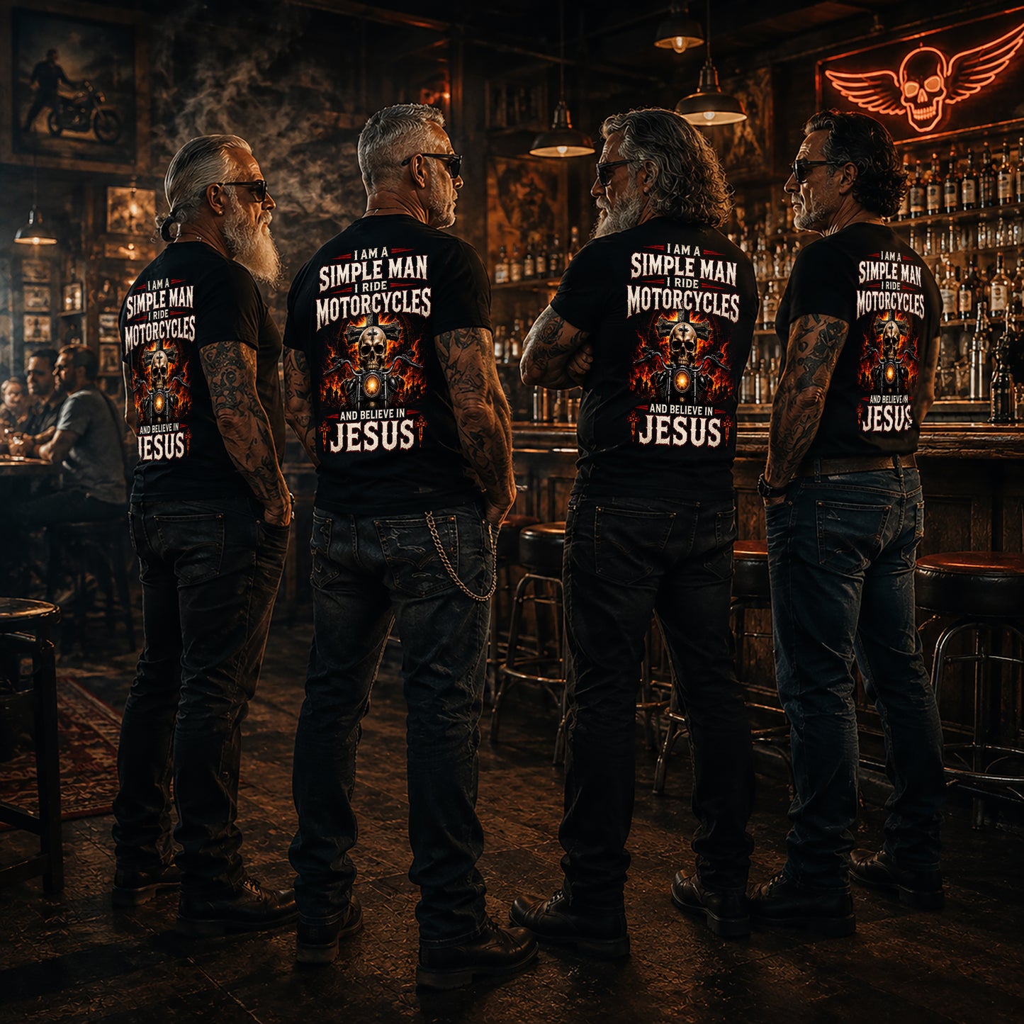 I AM A SIMPLE MAN, BIKER I RIDE MOTORCYCLES AND BELIEVE IN JESUS - SHIRT FOR MEN - LUNA00 (SKU2608-214)