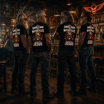 I AM A SIMPLE MAN, BIKER I RIDE MOTORCYCLES AND BELIEVE IN JESUS - SHIRT FOR MEN - LUNA00 (SKU2608-214)