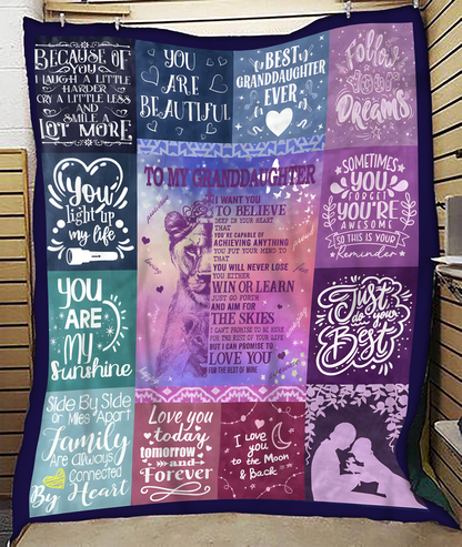 BLANKET FOR GRANDDAUGHTER – COMFORT & WARMTH GIFT FROM GRANDPARENTS  Sherpa Fleece Quilt Blanket LUNA00 (SKUB11-BLK-04)