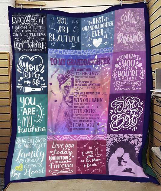 BLANKET FOR GRANDDAUGHTER – COMFORT & WARMTH GIFT FROM GRANDPARENTS  Sherpa Fleece Quilt Blanket LUNA00 (SKUB11-BLK-04)