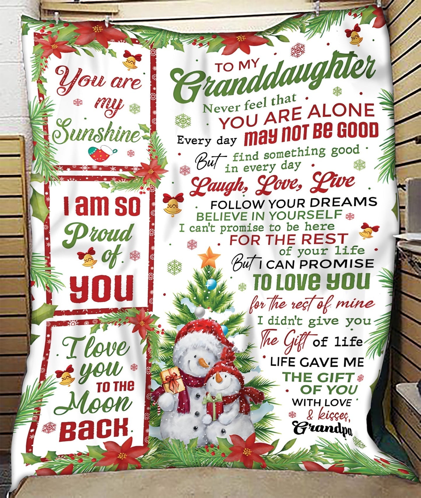 BLANKET FOR GRANDDAUGHTER – COMFORT & WARMTH CHRISTMAS GIFT FROM GRANDPA  Sherpa Fleece Quilt Blanket LUNA00 (SKUB10-184)