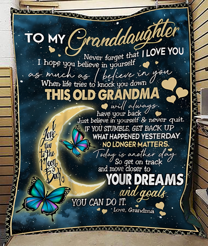 BLANKET FOR GRANDDAUGHTER – COMFORT & WARMTH GIFT FROM GRANDMA  Sherpa Fleece Quilt Blanket LUNA00 (SKUB-BLK-GMD2)