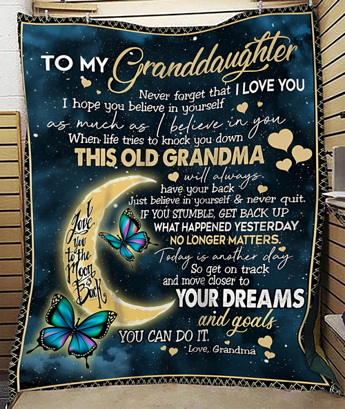 BLANKET FOR GRANDDAUGHTER – COMFORT & WARMTH GIFT FROM GRANDMA  Sherpa Fleece Quilt Blanket LUNA00 (SKUB-BLK-GMD2)