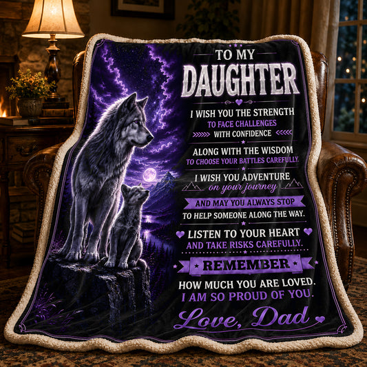 BLANKET FOR DAUGHTER –  GIFT FROM DAD Sherpa Fleece Quilt Blanket - LUNA00 (SKU2608-410)