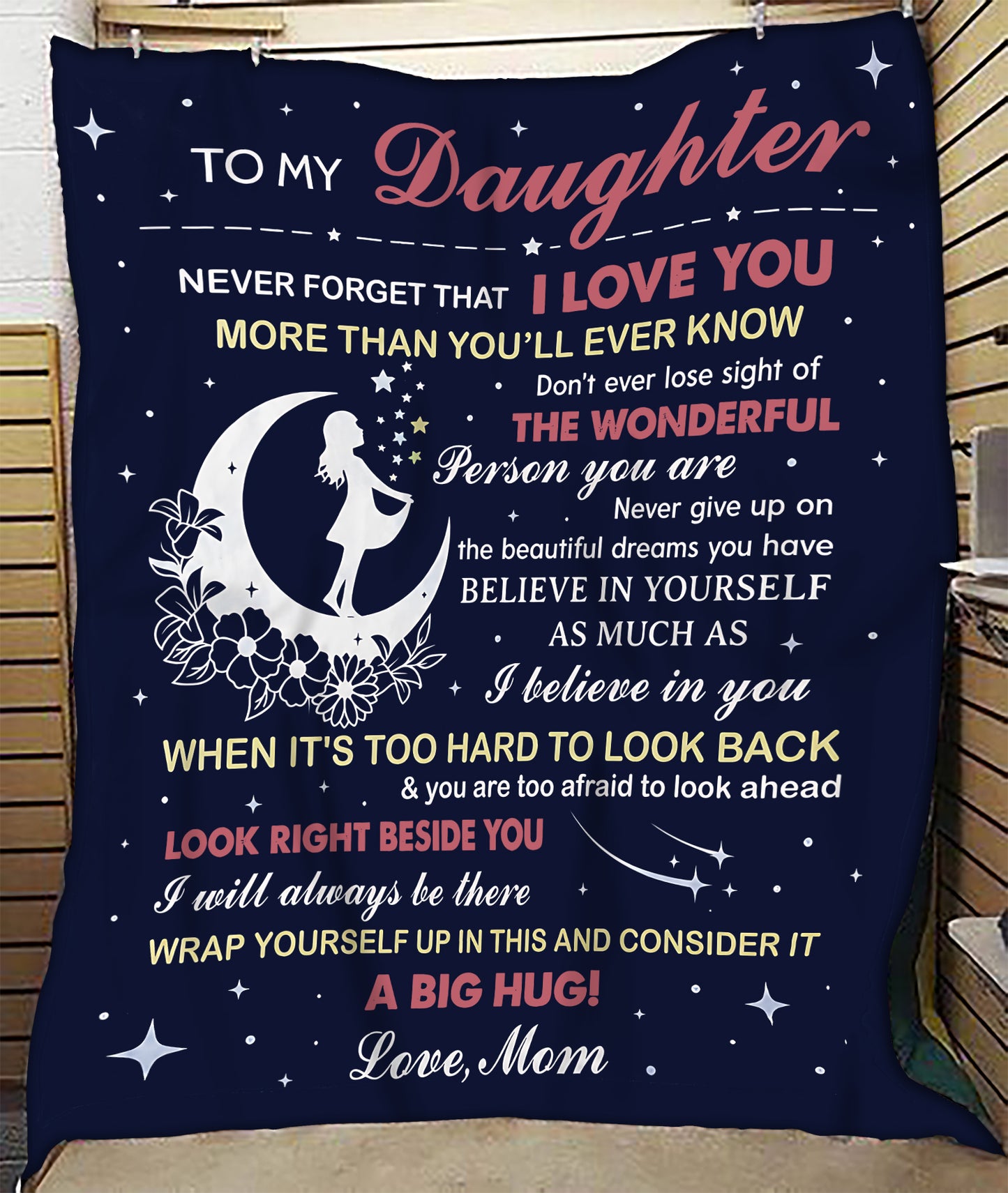 TO MY DAUGHTER - GIFT FROM MOM- Sherpa Fleece Quilt Blanket (SKU2607-27)