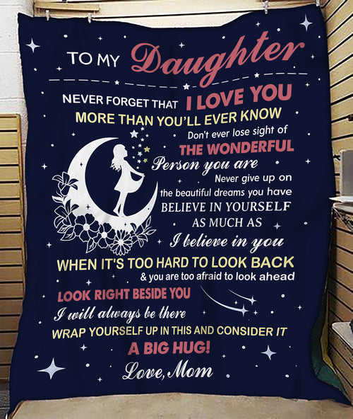 TO MY DAUGHTER - GIFT FROM MOM- Sherpa Fleece Quilt Blanket (SKU2607-27)