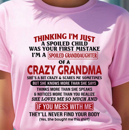 I'M A SPOILED GRANDDAUGHTER OF A CRAZY GRANDMA - From Grandma - LUNA00 (SKU-GMD1-NTT00)