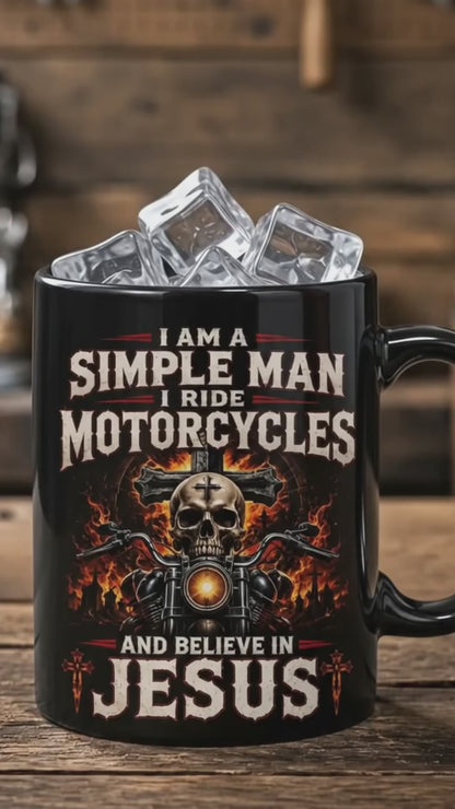 Christian Biker Mug, I Ride Motorcycles And Believe In Jesus Coffee Cup, Skull Motorcycle Gift For Men- LUNA00 (SKU2608-521)
